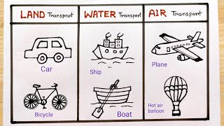 Different Transport System sketch easy | Air Transport name for Travel| Transport system sketch easy