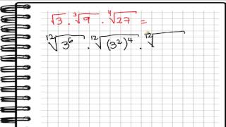 MULTIPLICACION RADICALES INDICE DIFERENTE EJ 1