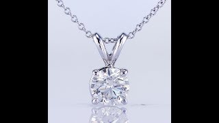 0.73CT Solitaire Diamond Pendant in 4-prong Basket Setting in 14K White