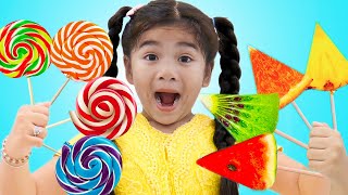 Fruit Colors Lollipop Song | Suri & Annie Learns Colors & Fruits Names Nursery Rhymes & Kids Songs