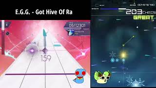 E.G.G. - Got Hive Of Ra (Arcaea and Groove Coaster gameplay comparison)