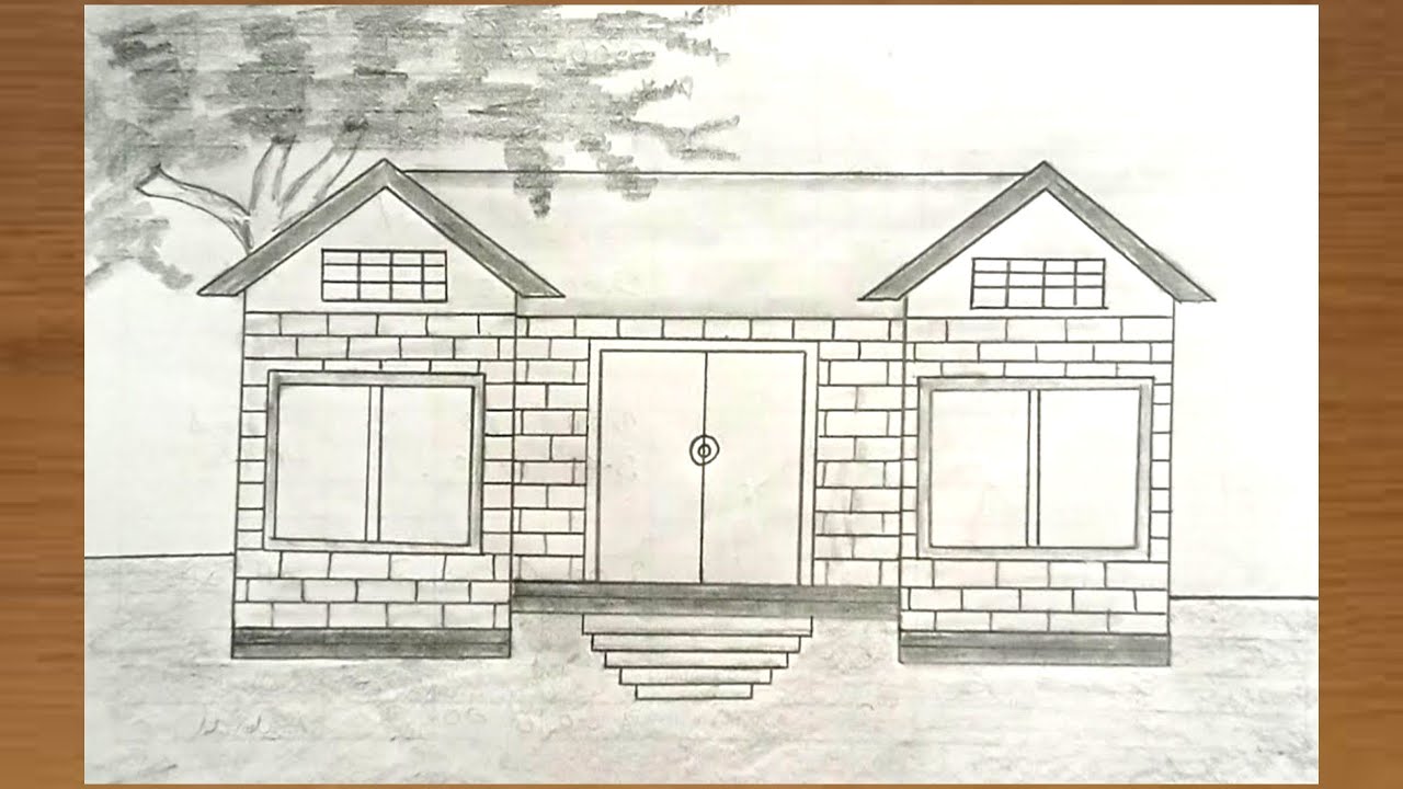 How To Draw Beautiful House Easy House Drawing Youtube