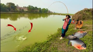 Fishing Video || I have never seen a fisherman as skilled as my grandma’s || Amazing hook fishing