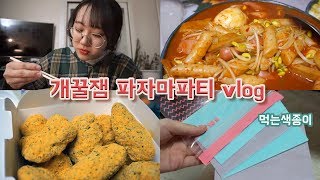 한참 웃음ㅋㅋ 정말 신났던 파자마파티 vlog🎉 먹는 색종이/떡볶이/뿌링클 [미트]