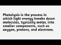 what is photolysis