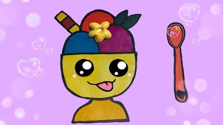 How To Draw An Ice Cream Sundae Easy And Cute| Drawing And Coloring Ice Cream