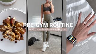 PRE GYM ROUTINE | what I do and eat before I workout!