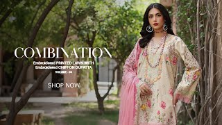 Charizma Combination Embroidered Printed Lawn With Embroidered Chiffon Dupatta Collection 2025