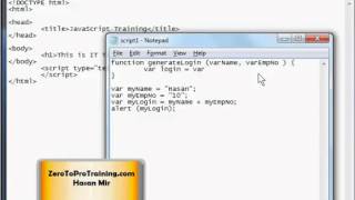 JavaScript Training Series - Tutorial 9 - Creating a Function