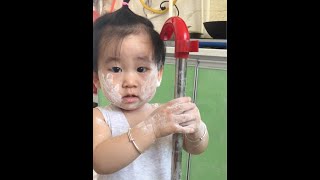 I found a video of lemon over 1 year old in the photo album  with flour on my face.# Meng Wa# watch