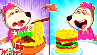 Thử Thách Ăn Mì Kiểu Burger 🤩 Dạy Bé Thói Quen Ăn Uống Lành Mạnh | Wolfoo Tiếng Việt