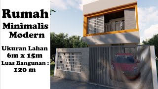 RUMAH MINIMALIS MODERN UKURAN 6M X 15M