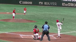 中部学院大 10回表 タイブレーク一死一、三塁　代打 江川 日那太２点タイムリーで勝ち越しに成功【大学野球選手権 日本文理大 対 中部学院大2023年6月5日】