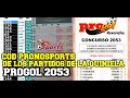 CODIGOS PRONOSPORTS de los partidos de la quiniela de PROGOL 2053