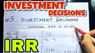 #5 Internal Rate of Return (IRR) - Investment Decision - Financial Management ~ B.COM / CMA / CA
