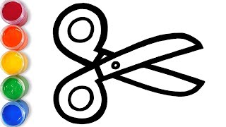 How to draw glitter Scissors for kids |Как нарисовать блестящие ножницы для детей | TOBiART