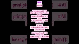"Python Dictionary Methods 🐍 | Keys, Values, Items & Manipulations 🔧"