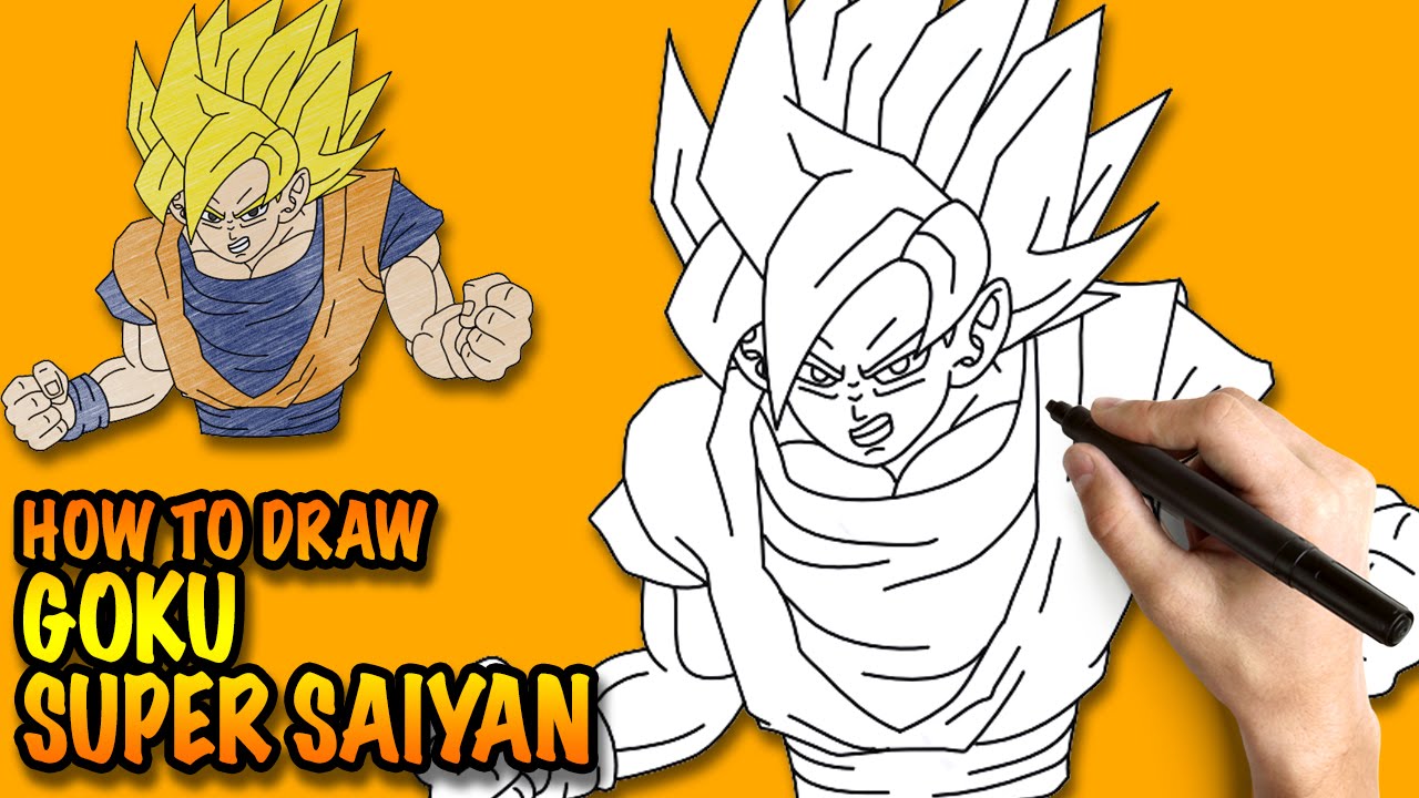 How To Draw Goku Super Saiyan Dragon Ball Z - Easy Step-by-step Drawing ...