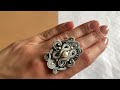 adjust vintage ring soutache jewelry faux pearl ring unique gray ring