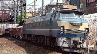 JR貨物 EF66-52 (2088レ) EF66-27 (5783レ 赤ホキ ニーナ) 金山－熱田間ですれ違い