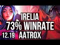 IRELIA vs AATROX (TOP) | 10/0/1, 73% winrate, 6 solo kills, Legendary | KR Grandmaster | 12.19