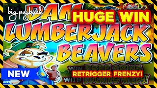 Retrigger Frenzy → HUGE WIN! Dam Lumberjack Beavers Slot - ALL BONUSES!