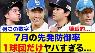 【衝撃】7月の先発防御率、1球団だけヤバすぎる....【なんJ反応集】