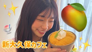 【vlog】新大久保のお洒落なカフェでマンゴーたっぷりのふわふわかき氷食べてきた