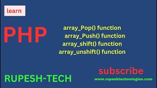 PHP array pop push shift unshift function Tutorials in Hindi