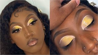 Yellow Glitter Cut Crease | Client Makeup Tutorial