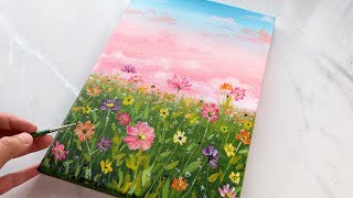 Mind blowing✨Dreamy Flower Garden Painting 😍🌸| Acrylic Pastel Painting Tutorial