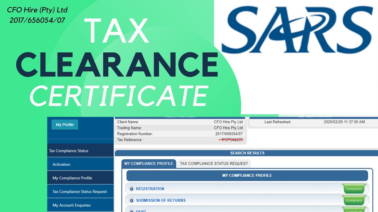 Tax Clearance Certificate New Compliance Pin With Sars Youtube