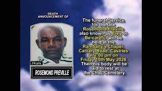 Rosemond Preville ~ Short Obituary