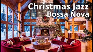 Jazz Bossa Nova Elegant🎄 Christmas Fireplace- Cozy winter Ambience