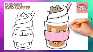 How To Draw Pusheen Cat Iced Coffee | Cute Easy Step By Step Drawing Tutorial