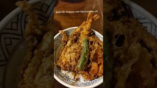 Delicious black sesame oil Tendon in Asakusa! #japan #travel #vlog #food #yummy #tokyo #tendon #eat