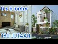 desain rumah minimalis 36 M2 6x6 meter 3 kamar 2 toilet lahan 6x8 meter