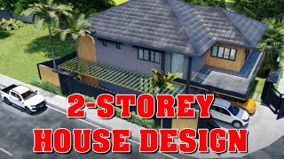 House Design Wood Accent | 2-STOREY 13X13 METERS | AERIAL View #shorts