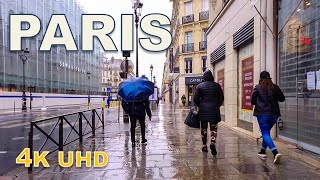 Walking in the Rain Paris, France (Relaxing Binaural  Sounds) 4K ASMR