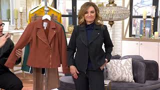 Isaac Mizrahi Live! 24/7 Stretch Zip Front Moto Jacket on QVC