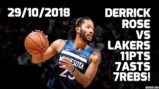 Derrick Rose Full Game Highlights vs Lakers | 29/10/2018 | 11pts, 7asts, 7rebs!