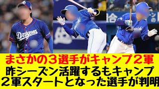 【中日ドラゴンズ】昨シーズン活躍するもまさかの２軍スタートが決まった３選手が判明