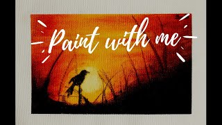 OIL PASTEL FOR BEGINNERS- Easy Sunset Scenery on Canvas
