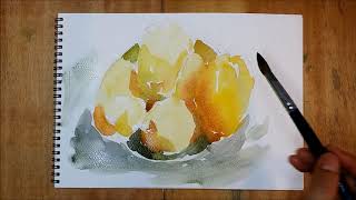 수채화 물감으로 과일 그리기 | 모과 그리기 | How draw quince | watercolor drawing #어반k