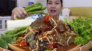 ผักกะแยงหอมๆกินกับส้มตำกุ้งดองซอสเกาหลีแซ่บเลียถาด|wern woei