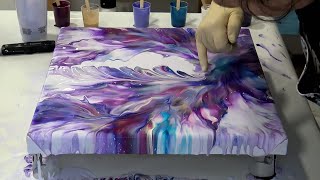 Stunning Purple, Turquoise, And Gold Dutch Pour Acrylic Painting 💜💙💛 - You'll Lo