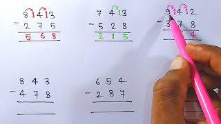 Subtraction for kids // हासिल वाला घटाव कैसे करें // ghatav kaise karte hain // #substration