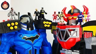 Imaginext Batman DC Super Friends Batbot Extreme Battles Power Rangers Megazord - Unboxing Toy Video