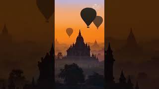 ☀ Marvel the magic of Bagan at sunset, where ancient stupas and hot air balloons merge with the sky.