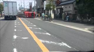 【車載カメラ】_大阪府八尾市　消防車横転事故　直後の現場_【2014.06.02】